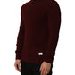 Burgundy Wool Half Zip Men Pullover Sweater