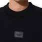 Black Logo Plaque Cotton Crew Neck Pullover Sweater