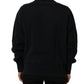 Black Logo Plaque Cotton Crew Neck Pullover Sweater