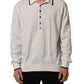 Black Leaf Print Silk Men Crew Neck T-shirt