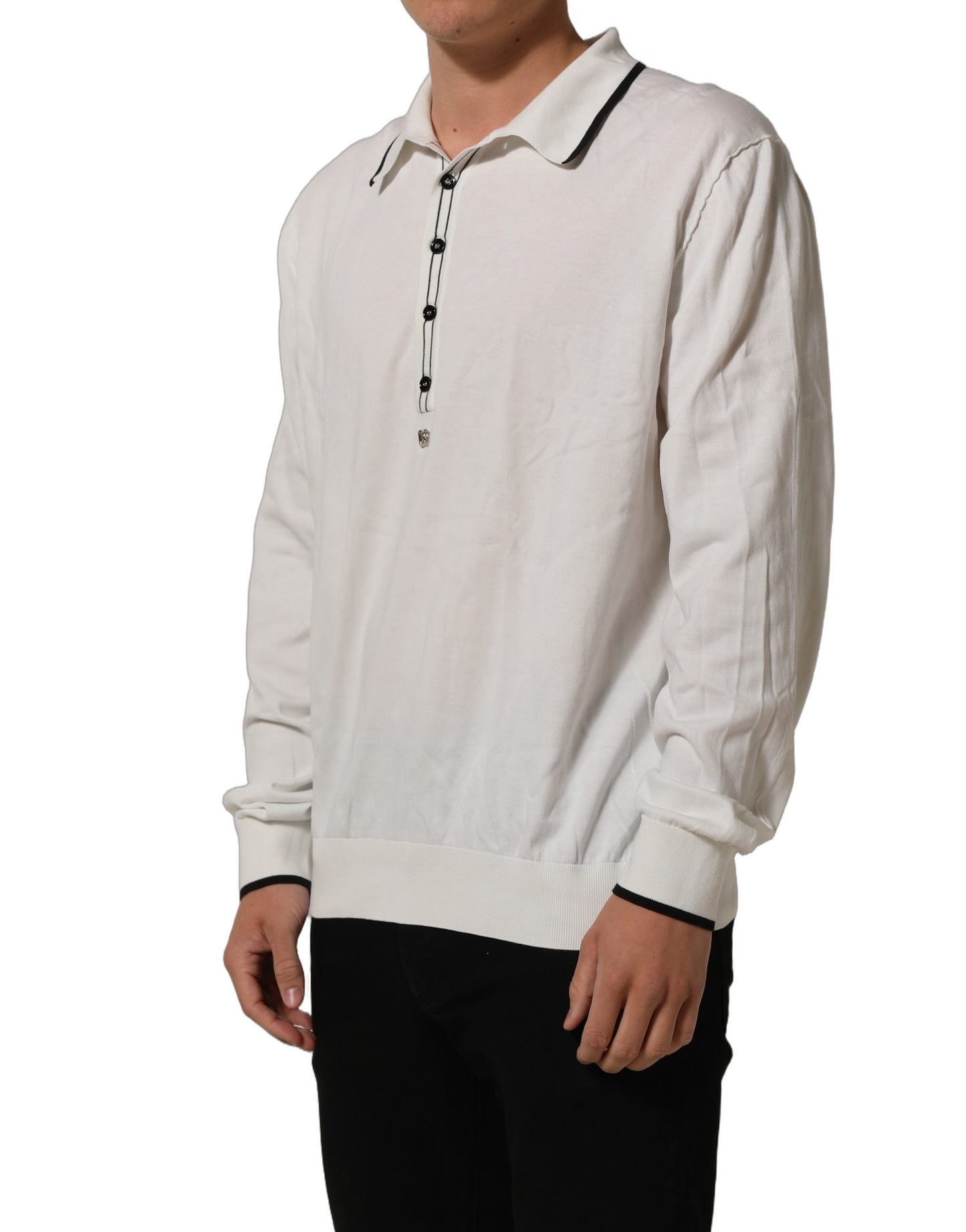 Black Leaf Print Silk Men Crew Neck T-shirt