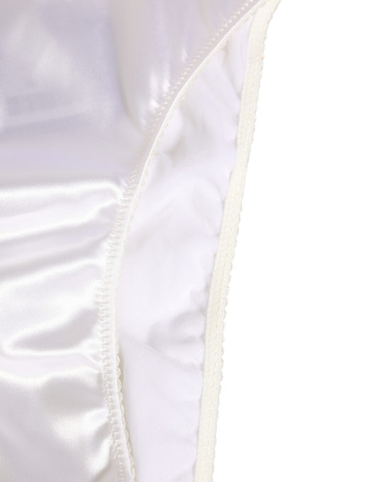 White Satin High-Waist Brief Logo Women Underwear