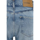 Blue Cotton Flared Jeans