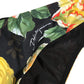 Black Nylon Floral Print Bikini Bottom Swimwear