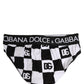 Black White Logo Checkered Midi Brief Underwear
