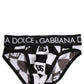 Black White Logo Checkered Midi Brief Underwear