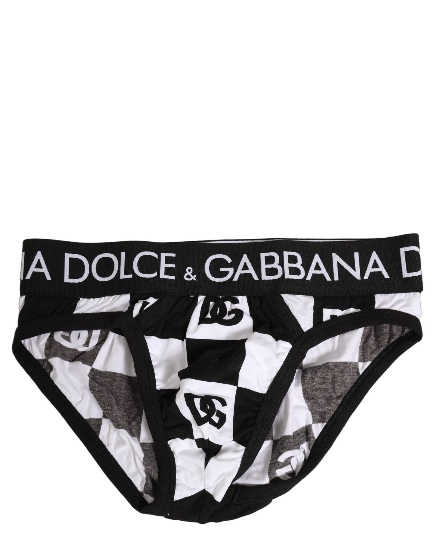 Black White Logo Checkered Midi Brief Underwear