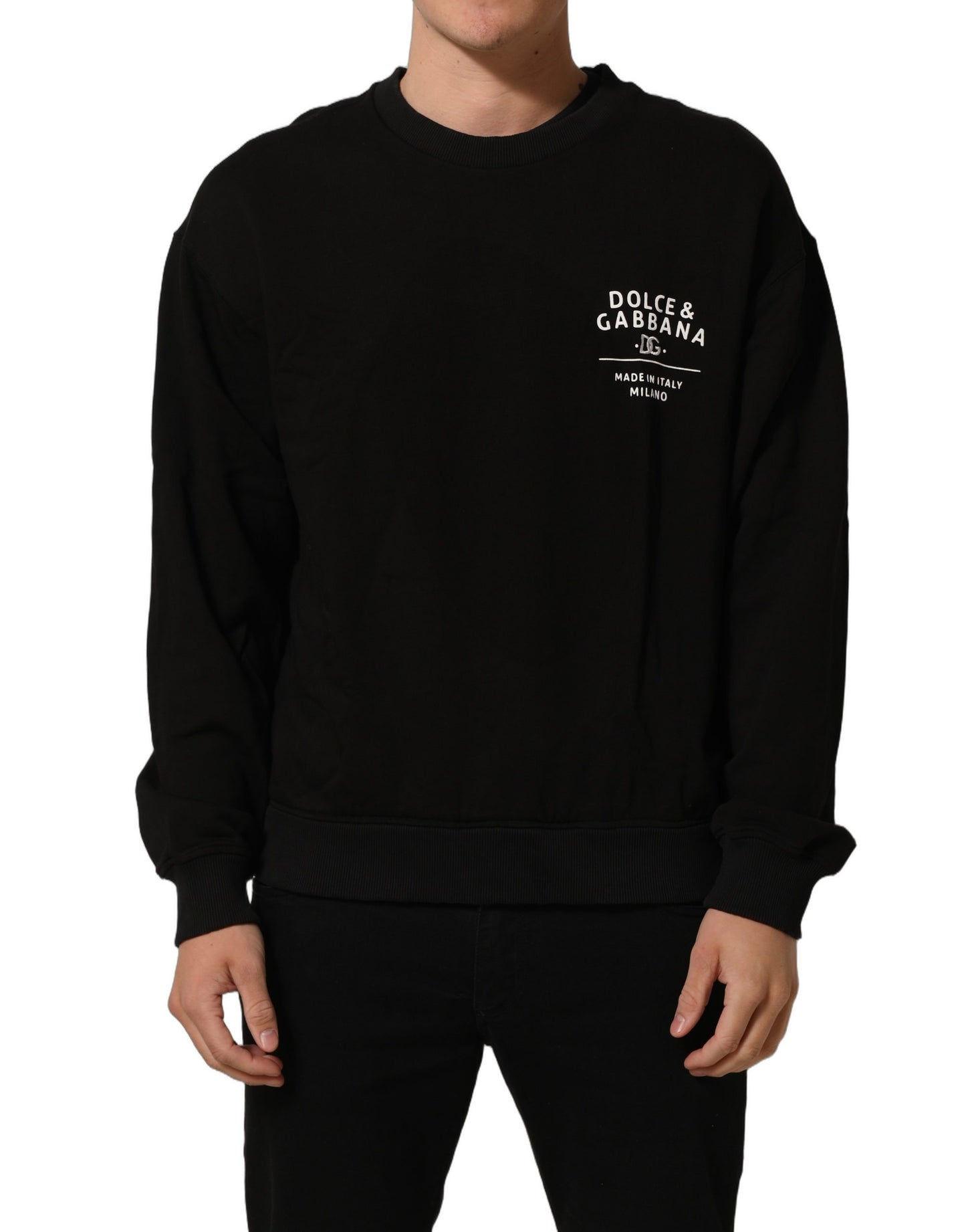 Black Cotton Logo Print Sweatshirt Sweater