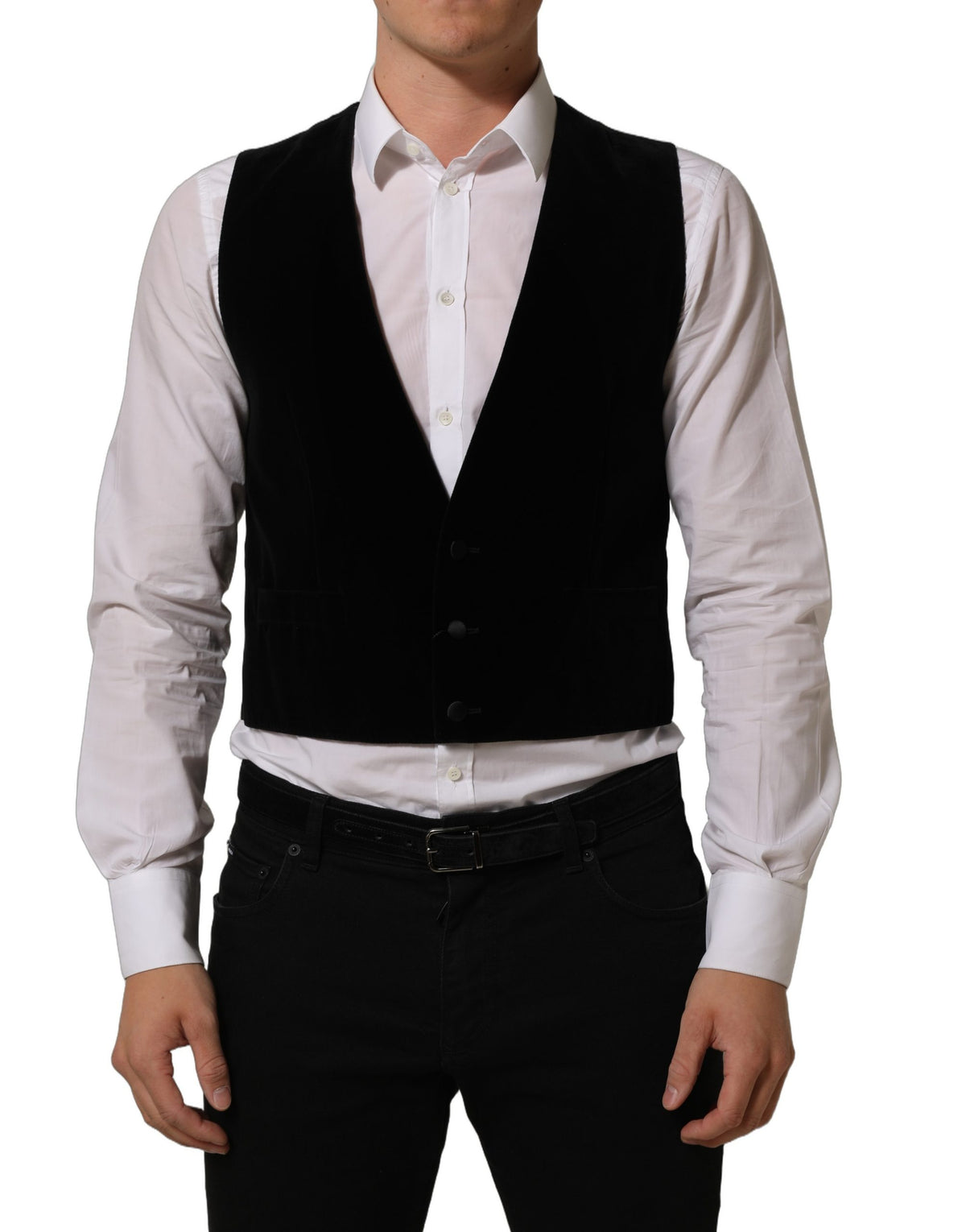 Black Wool Blend Waistcoat Formal Dress Vest
