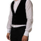 Black Wool Blend Waistcoat Formal Dress Vest