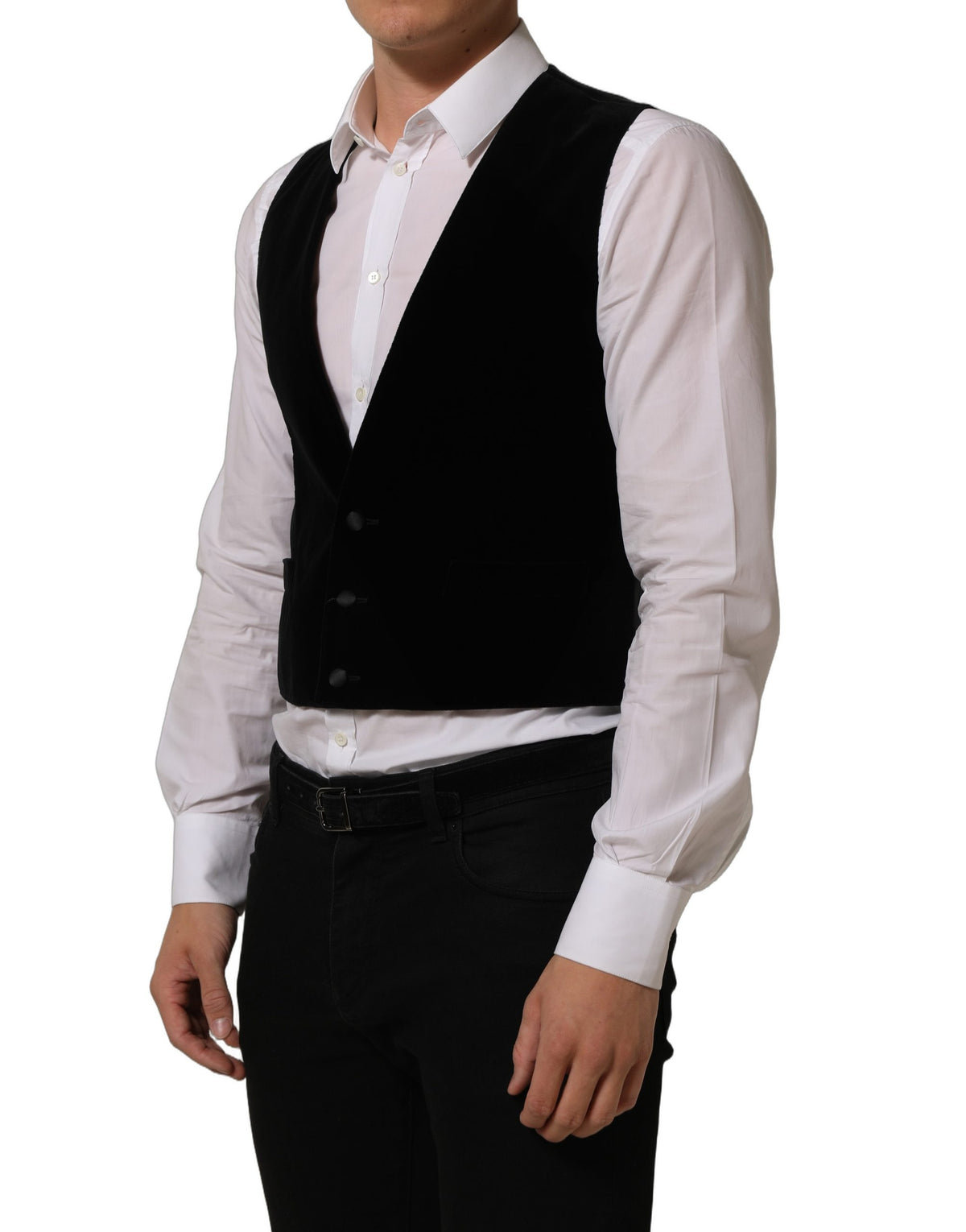 Black Wool Blend Waistcoat Formal Dress Vest