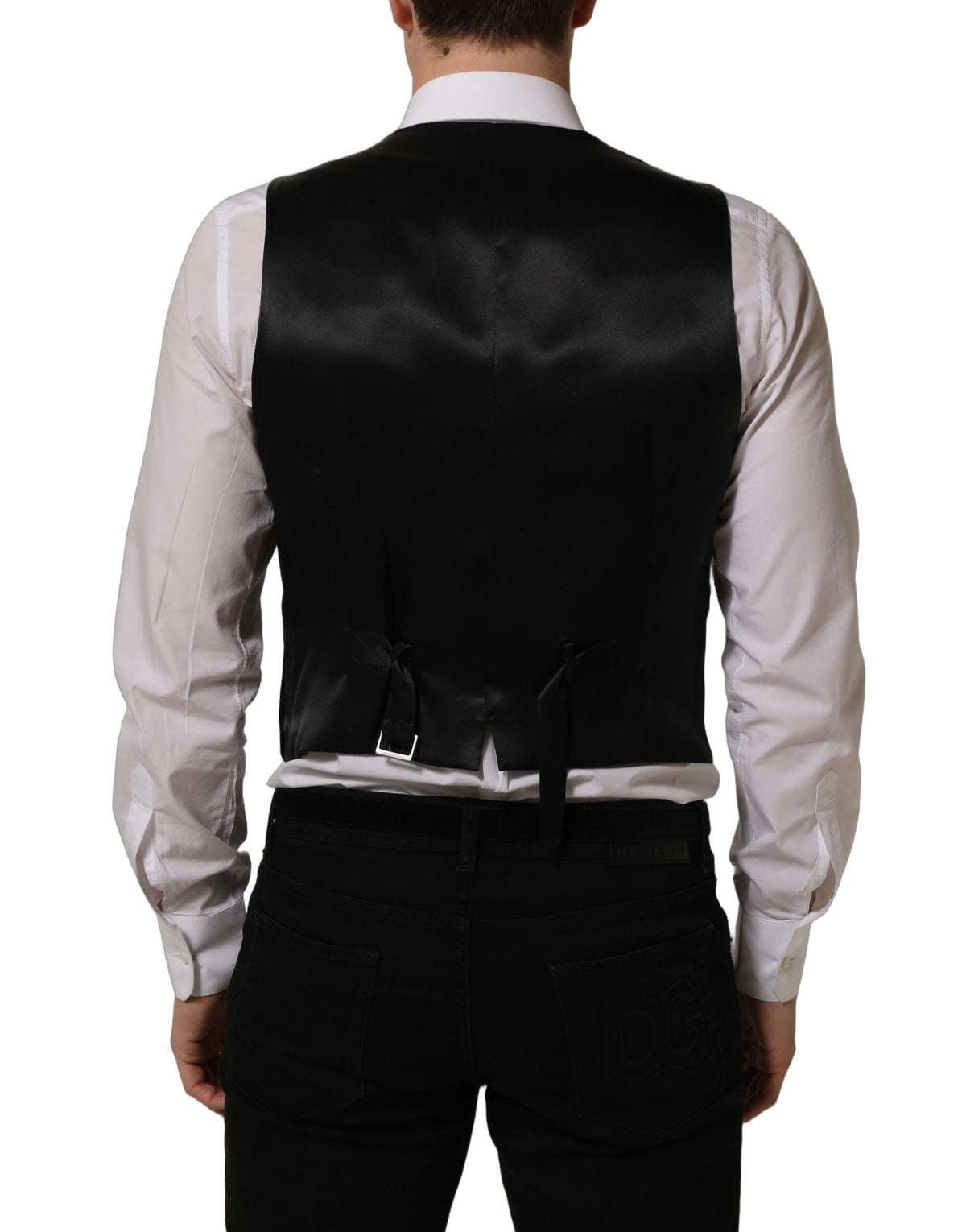 Black Wool Blend Waistcoat Formal Dress Vest