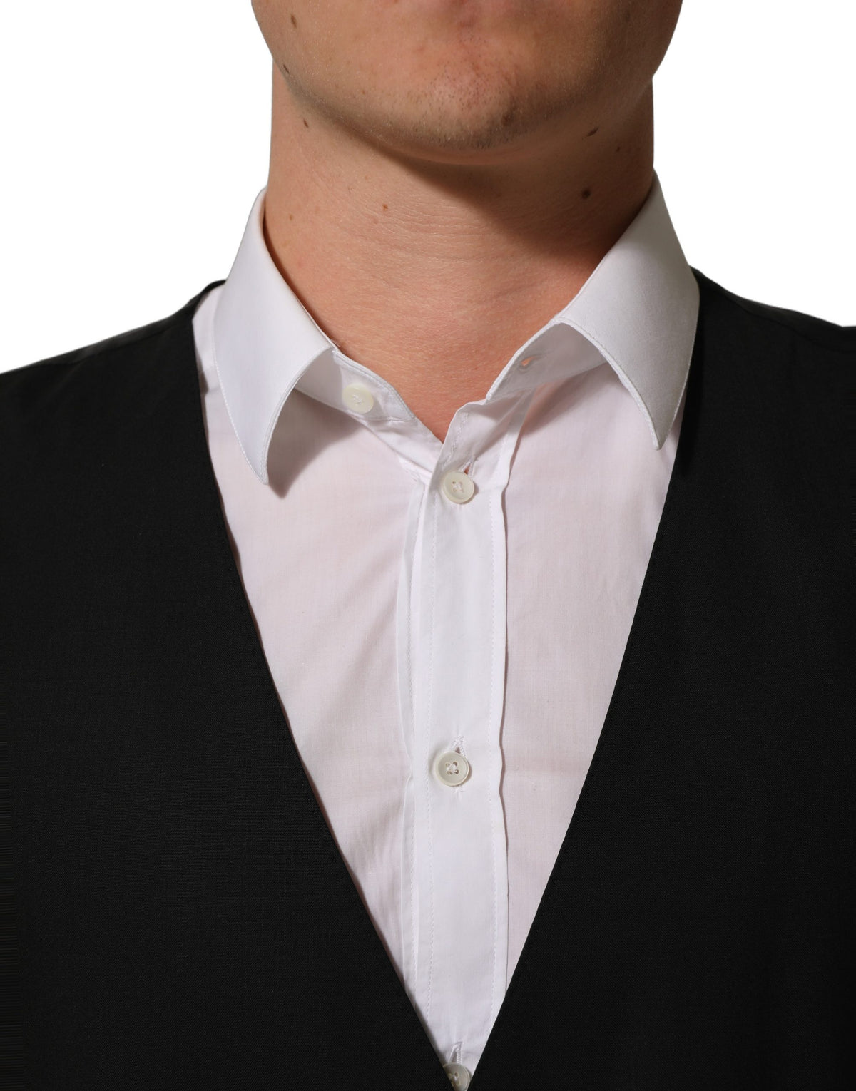 Black Wool Stretch Waistcoat Formal Vest