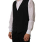 Black Wool Stretch Waistcoat Formal Vest