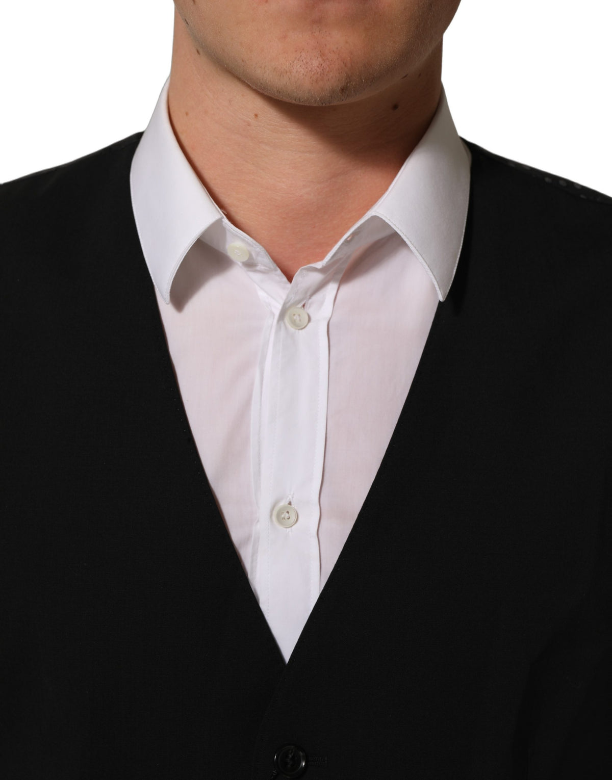 Black Wool Stretch Waistcoat Formal Dress Vest