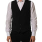 Black Wool Stretch Waistcoat Formal Dress Vest