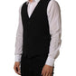 Black Wool Stretch Waistcoat Formal Dress Vest