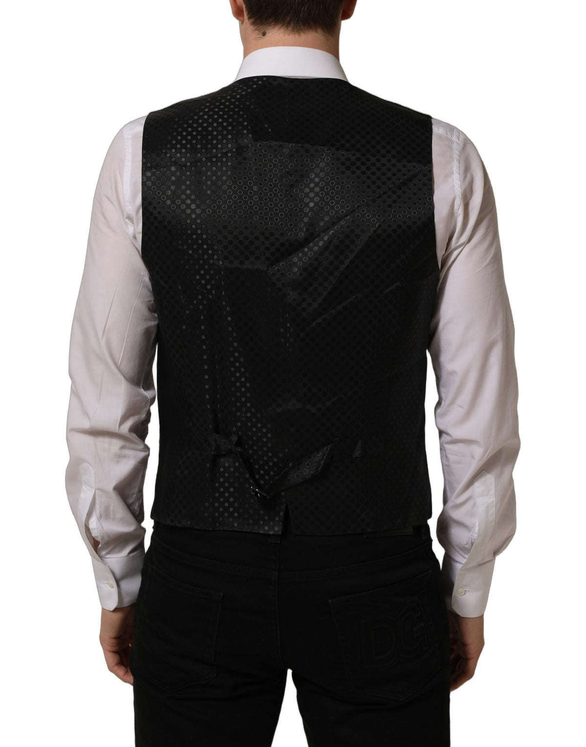Black Wool Stretch Waistcoat Formal Dress Vest