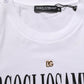 White Logo Round Neck Short Sleeves T-shirt