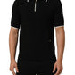 Black Cotton Collared Short Sleeves Men Polo T-shirt
