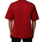 Red Cotton Graphic Print Crew Neck T-shirt