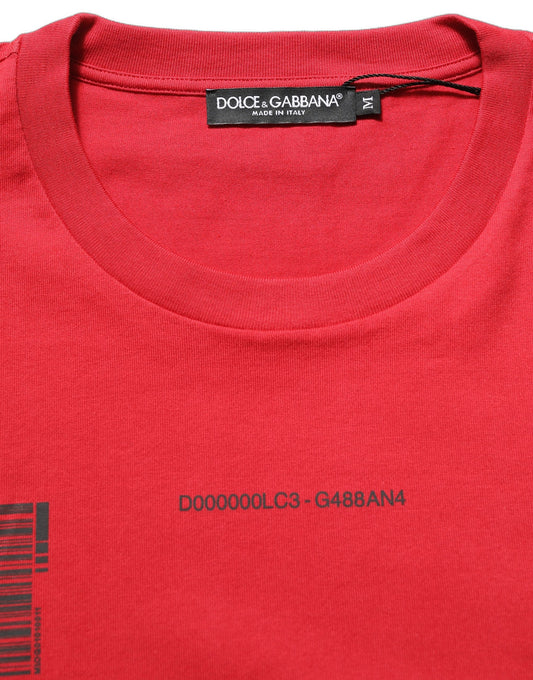 Red Cotton Graphic Print Crew Neck T-shirt