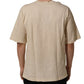 Beige Cotton Graphic Print Crew Neck  T-shirt