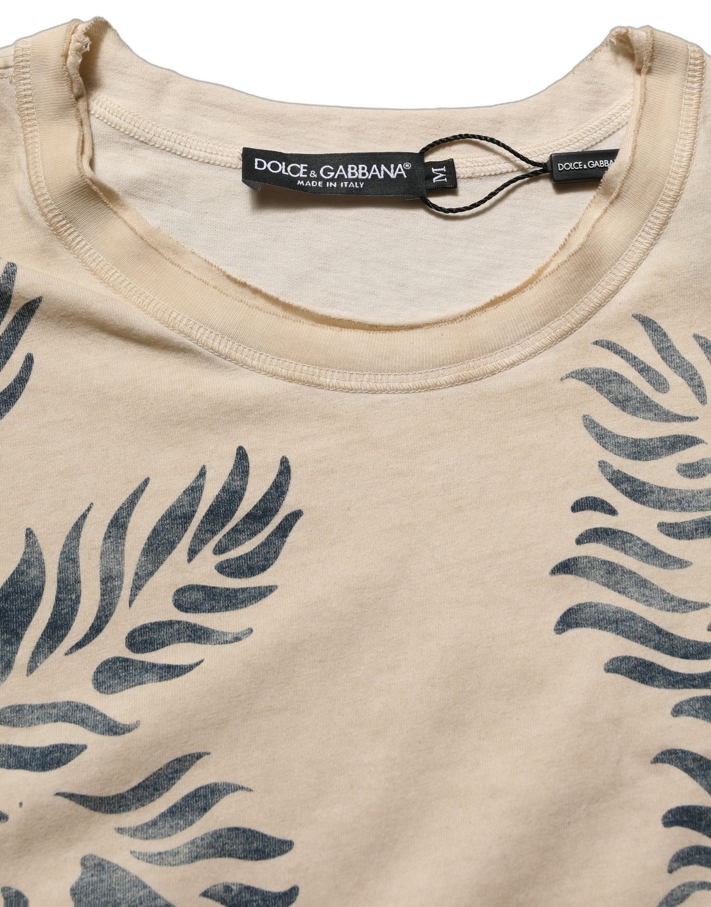 Beige Cotton Graphic Print Crew Neck  T-shirt