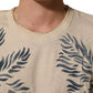 Beige Cotton Graphic Print Crew Neck T-shirt