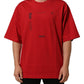 Red Cotton Graphic Print Crew Neck T-shirt