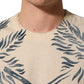 Beige Cotton Graphic Print Crew Neck T-shirt