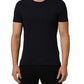 Black Cotton Short Sleeves Crew Neck T-shirt