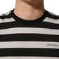 Black White Stripes Cotton Sleeveless T-shirt