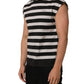 Black White Stripes Cotton Sleeveless T-shirt