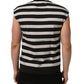 Black White Stripes Cotton Sleeveless T-shirt