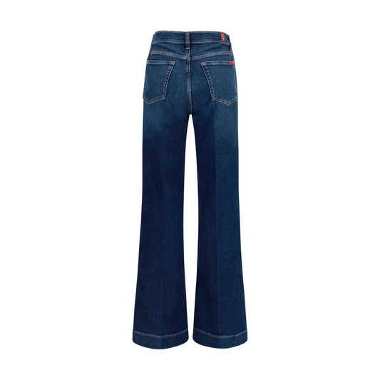 Blue Cotton Flared Jeans