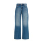 Blue Cotton Straight-Leg Jeans