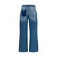 Blue Cotton Straight-Leg Jeans