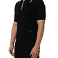 Black Cotton Collared Short Sleeves Polo T-shirt