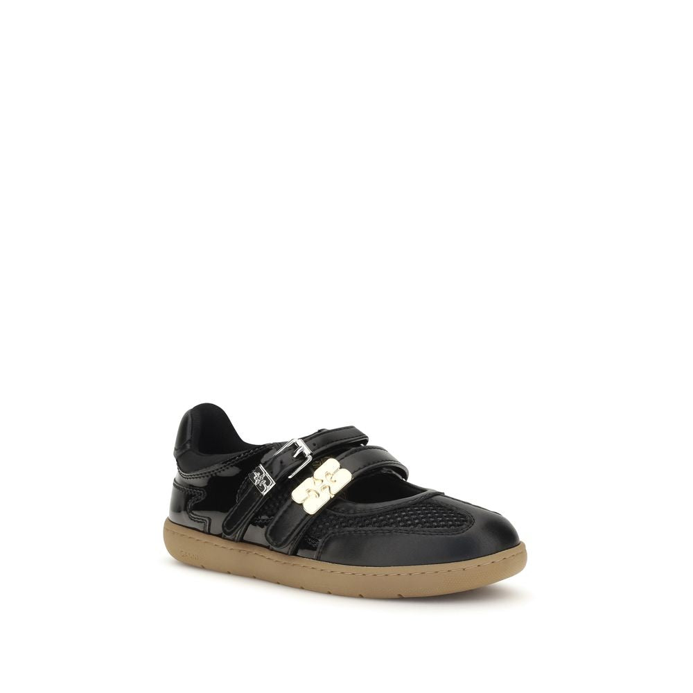 Black Polyester Ballet Flats