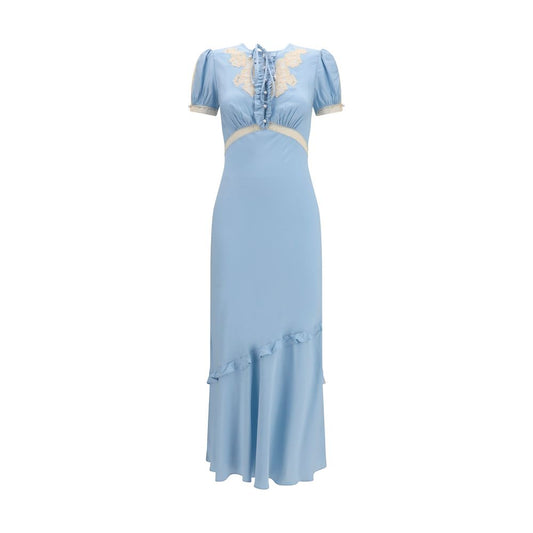 Blue Viscose Casual Dress