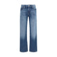Blue Cotton Straight-Leg Jeans