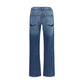 Blue Cotton Straight-Leg Jeans