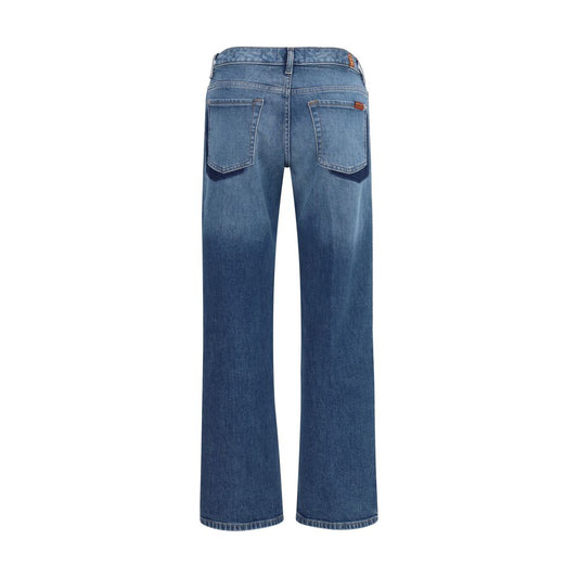 Blue Cotton Straight-Leg Jeans