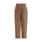 Brown Viscose Casual Pants