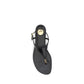 Black Calf Leather Bos Taurus Flat Sandals