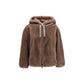 Brown Polyester Full-Length Jacket