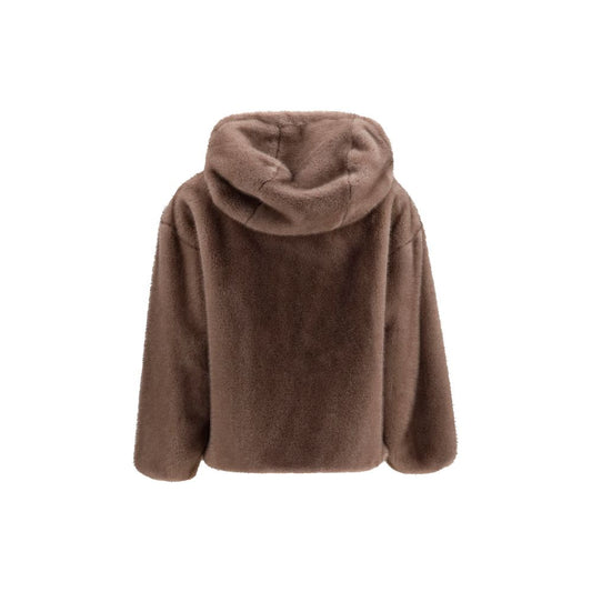 Brown Polyester Full-Length Jacket