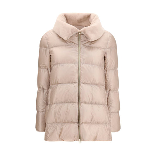 Beige Goose Down Full-Length Jacket