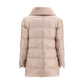 Beige Goose Down Full-Length Jacket